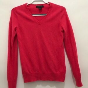 Tahari 2ply Cashmere Vibrant Red V-Neck Sweater Size M
